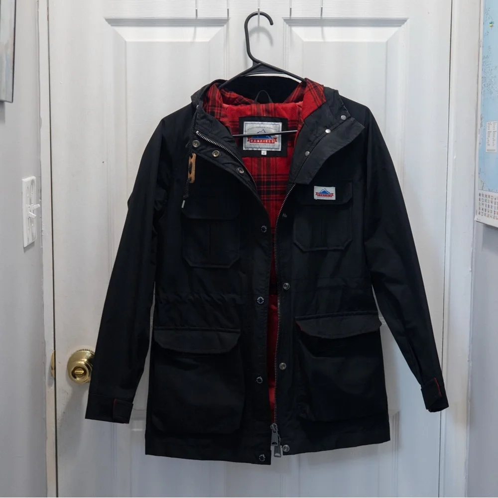 Penfield Black and Red Lining Raincoat - Picture 1 of 5